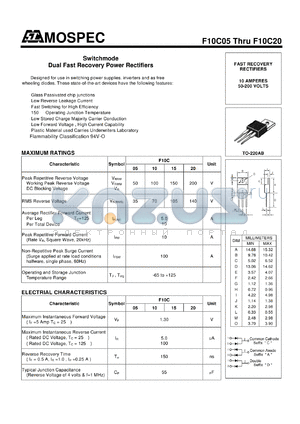 F10C10 datasheet - Switchmode Dual Fast Recovery Power Rectifiers