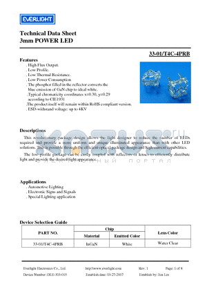 33-01-T4C-4PRB datasheet - 3mm POWER LED