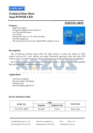 33-01/Y5C-ARTC datasheet - 3mm POWER LED