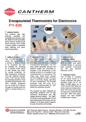 F11 datasheet - Encapsulated Thermostats for Electronics
