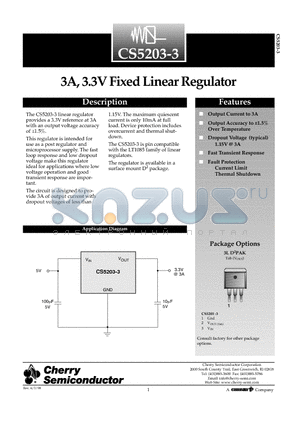 CS5203-3 datasheet - 3A, 3.3V Fixed Linear Regulator