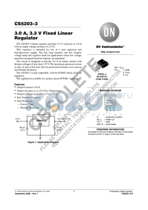 CS5203-3 datasheet - 3.0 A, 3.3 V Fixed Linear Regulator