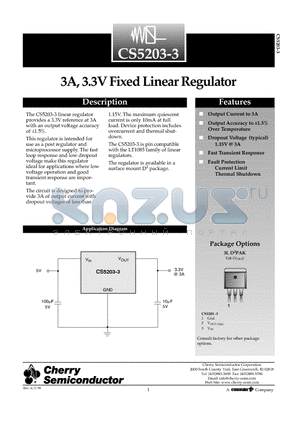 CS5203-3GDPR3 datasheet - 3A, 3.3V Fixed Linear Regulator