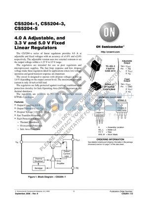 CS5204-1GDP3 datasheet - 4.0 A Adjustable, and 3.3 V and 5.0 V Fixed Linear Regulators