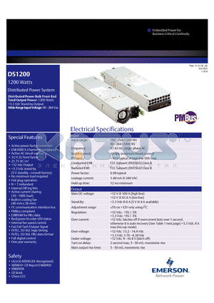 DS1200 datasheet - 1200 Watts Distributed Power System