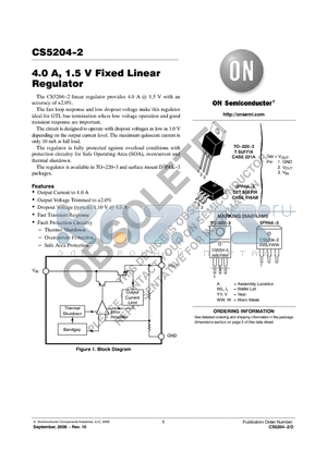 CS5204-2 datasheet - 4.0 A, 1.5 V Fixed Linear Regulator