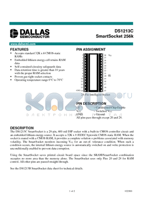 DS1213C datasheet - SmartSocket 256k