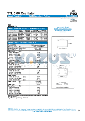 F1145ERLF datasheet - TTL 5.0V Oscillator