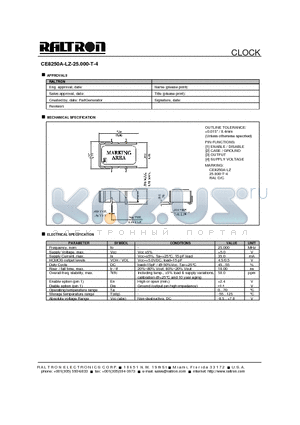 CE8250A-LZ-25.000-T-4 datasheet - CLOCK