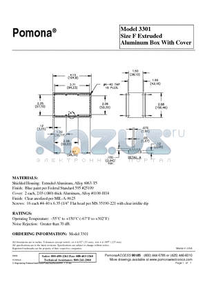 3301 datasheet - Size F Extruded Aluminum Box With Cover