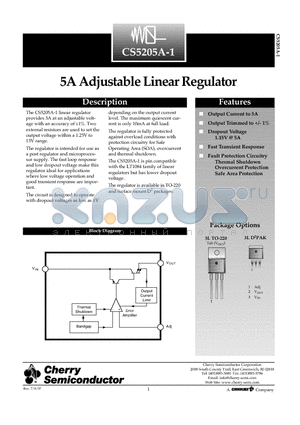 CS5205A-1GT3 datasheet - 5A Adjustable Linear Regulator