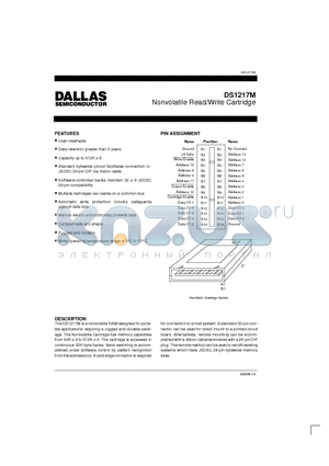 DS1217 datasheet - Nonvolatile Read/Write Cartridge
