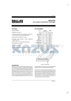 DS1217A/16K-25 datasheet - Nonvolatile Read/Write Cartridge