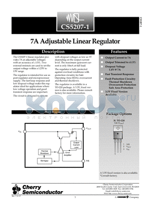 CS5207-1GT3 datasheet - 7A Adjustable Linear Regulator