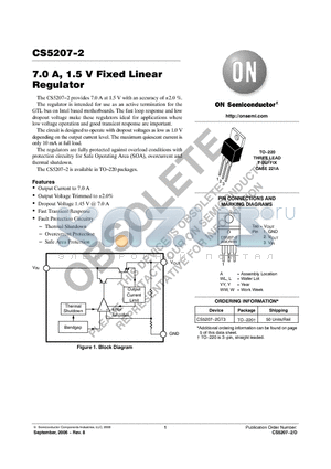 CS5207-2 datasheet - 7.0 A, 1.5 V Fixed Linear Regulator