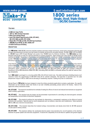 1800 datasheet - Single, Dual, Triple Output DC/DC Converter