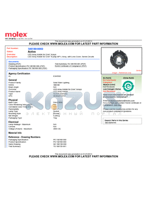 180160-0003 datasheet - LED Array Holder for Cree* XLamp MP-L Array, with Lens Cover, Series Circuits