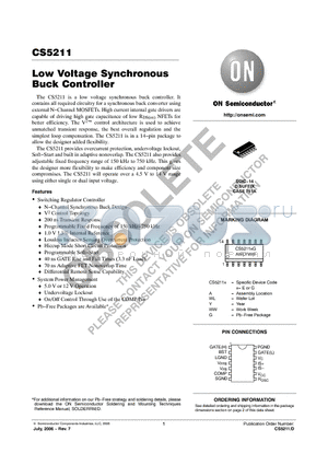 CS5211GD14G datasheet - Low Voltage Synchronous Buck Controller