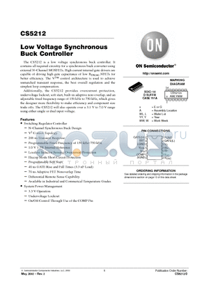 CS5212GD14 datasheet - Low Voltage Synchronous Buck Controller