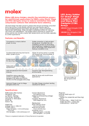 180330-0003 datasheet - LED Array Holder for Sharp* Mega Zenigata (COB) and Sharp Mini Zenigata (COB) Arrays