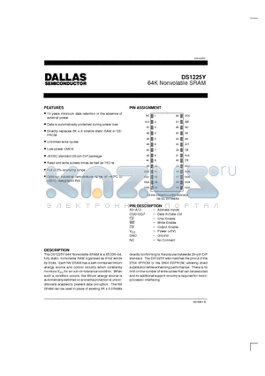 DS1225 datasheet - 64K Nonvolatile SRAM