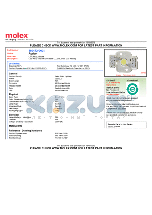180412-0001 datasheet - LED Array Holder for Citizen CLL010, Gold (Au) Plating