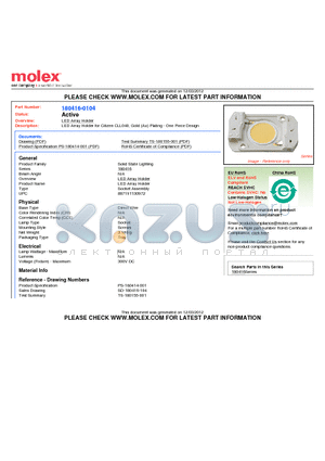 1804160104 datasheet - LED Array Holder for Citizen CLL040