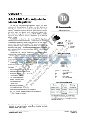 CS5253-1 datasheet - 3.0 A LDO 5−Pin Adjustable Linear Regulator