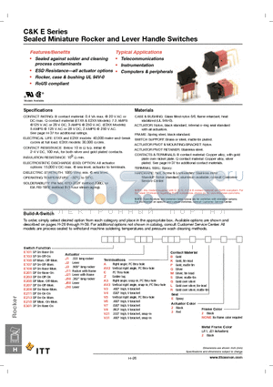 E201J1AB222 datasheet - Sealed Miniature Rocker and Lever Handle Switches