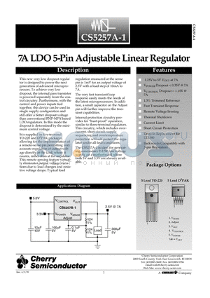 CS5257A-1GT5 datasheet - 7A LDO 5-Pin Adjustable Linear Regulator