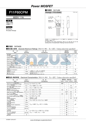 F11F60CPM datasheet - Power MOSFET