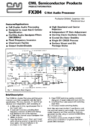 FX304 datasheet - C-NET AUDIO PROCESSOR