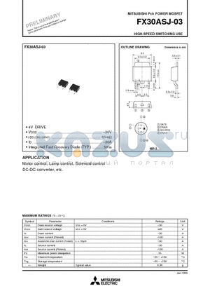 FX30ASJ-03 datasheet - HIGH-SPEED SWITCHING USE