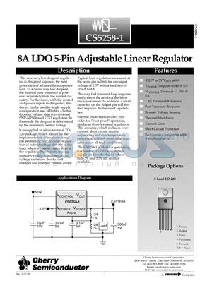 CS5258-1GT5 datasheet - 8A LDO 5-Pin Adjustable Linear Regulator