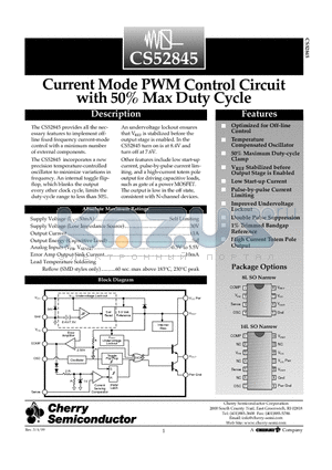 CS52845EDR14 datasheet - Current Mode PWM Control Circuit with 50% Max Duty Cycle