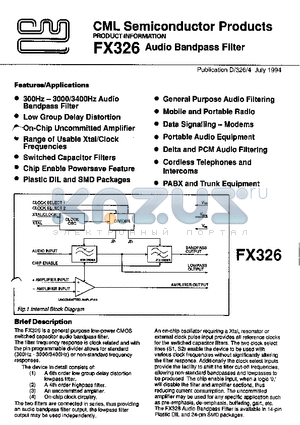 FX326 datasheet - AUDIO BANDPASS FILTER