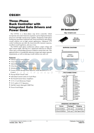 CS5301GDWR32 datasheet - Three-Phase  Buck Controller with Integrated Gate Drivers and Power Good