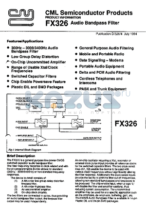 FX326LG datasheet - AUDIO BANDPASS FILTER