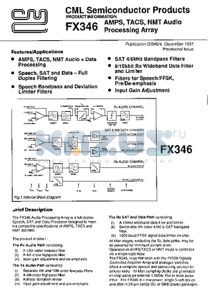 FX346LG datasheet - AMPS TACS NMT AUDIO PROCESSING ARRAY