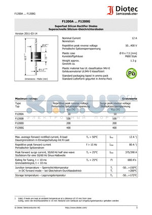 F1200A datasheet - Superfast Silicon Rectifier Diodes