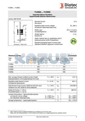 F1200A_07 datasheet - Superfast Silicon-Rectifiers