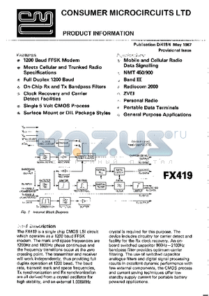 FX419 datasheet - SINGLE CHIP CMOS LSI CIRCUIT