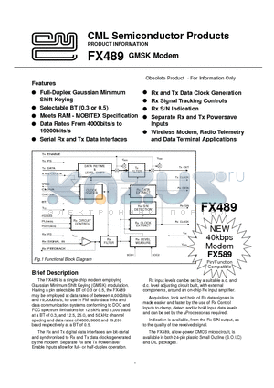 FX489 datasheet - GMSK Modem