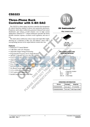 CS5323GDW20 datasheet - Three−Phase Buck Controller with 5−Bit DAC