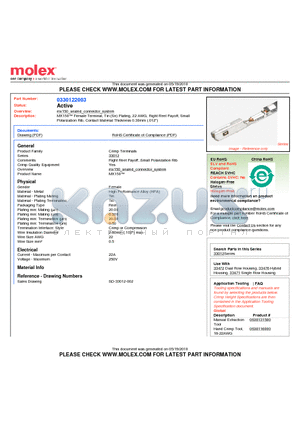 33012-2003 datasheet - MX150 Female Terminal