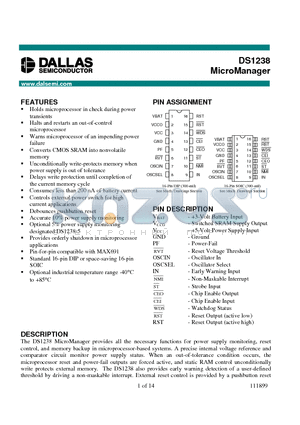 DS1238 datasheet - MicroManager
