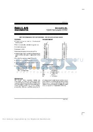 DS1245BL-100-IND datasheet - 1024K Nonvolatile SRAM