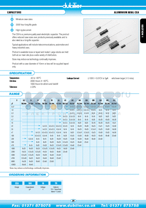 CEA10016TR datasheet - ALUMINIUM AXIAL CEA