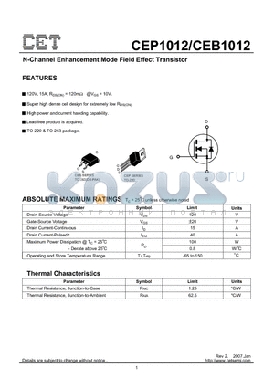 CEB1012 datasheet - N-Channel Enhancement Mode Field Effect Transistor