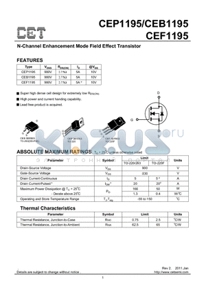 CEB1195 datasheet - N-Channel Enhancement Mode Field Effect Transistor